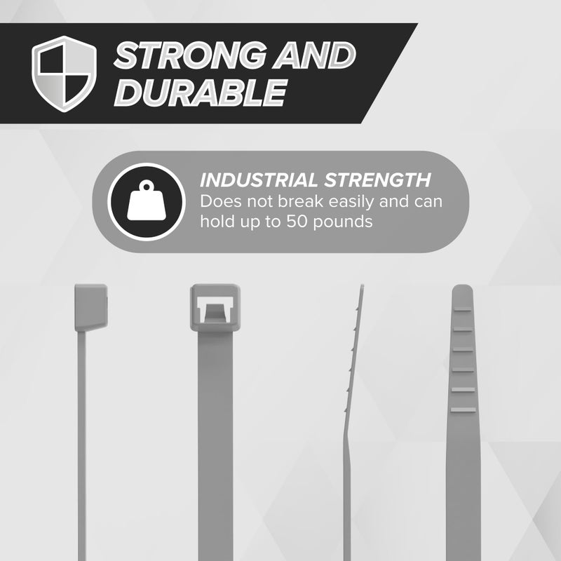 THE CIMPLE CO 21 Inch Grey Nylon Zip Ties (Wire, Cable Ties) - Strong - Indoor and Outdoor Rated - No Tools Needed - 100 Pack - Image 3